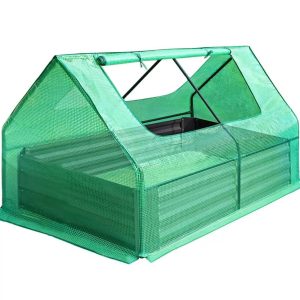 Quictent 49''x37''x36" Galvanized Garden Bed with Cover-Green