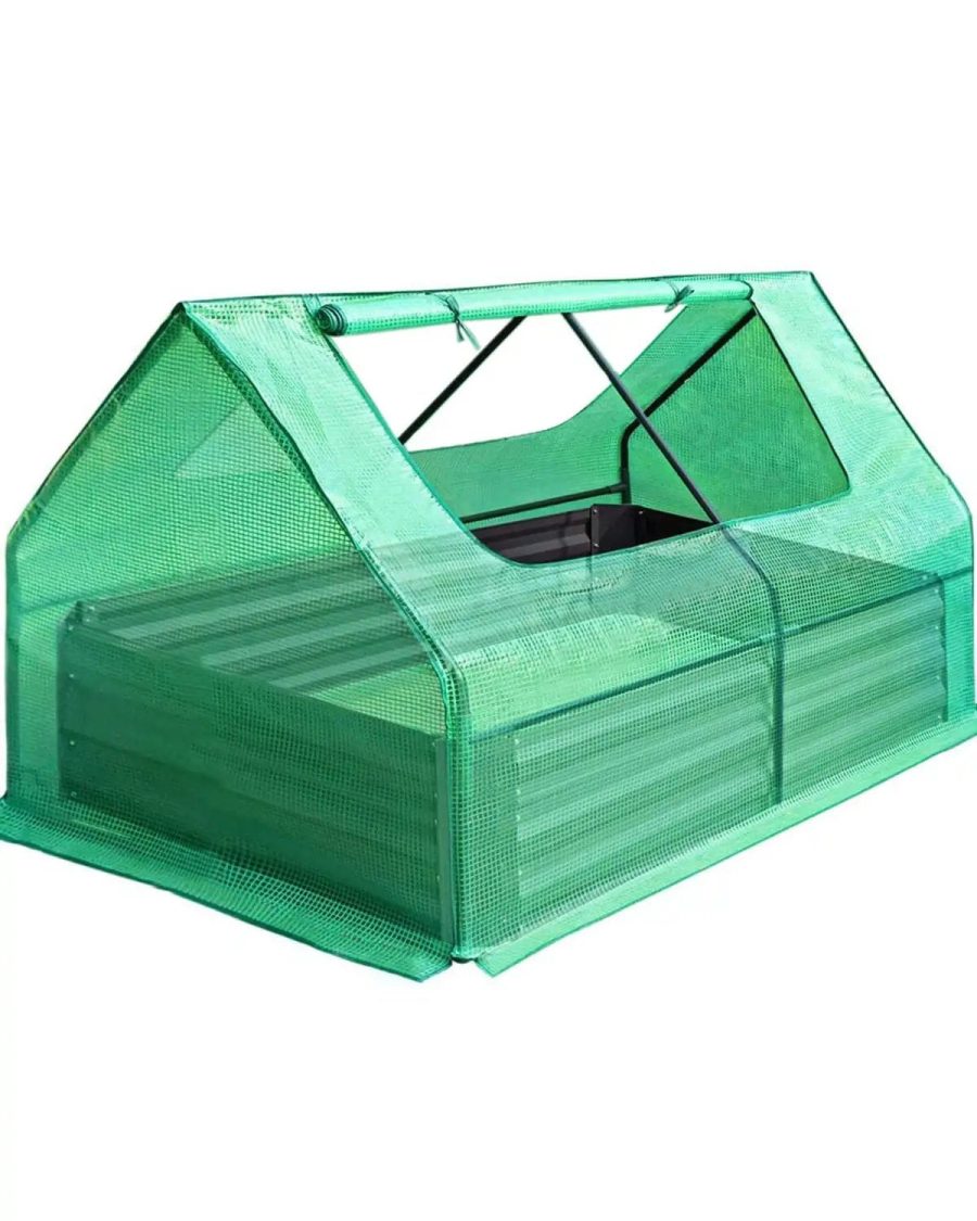 Quictent 49''x37''x36" Galvanized Garden Bed with Cover-Green