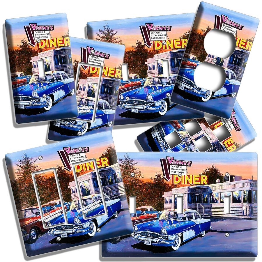 RETRO DINER CLASSIC 50'S CARS LIGHT SWITCH OUTLET WALL PLATES AUTO GARAGE DECOR