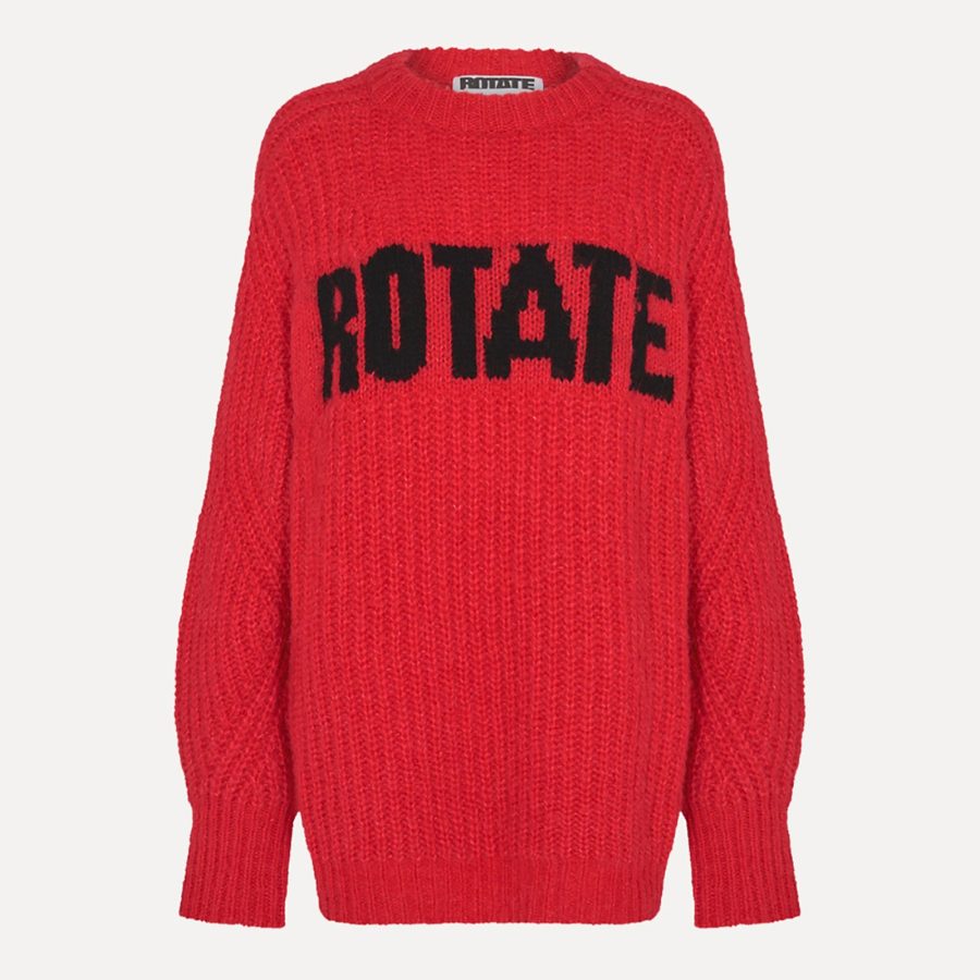 ROTATE Birger Christensen Women's Knitted Logo Sweater - High Risk Red - DK 40/UK 12