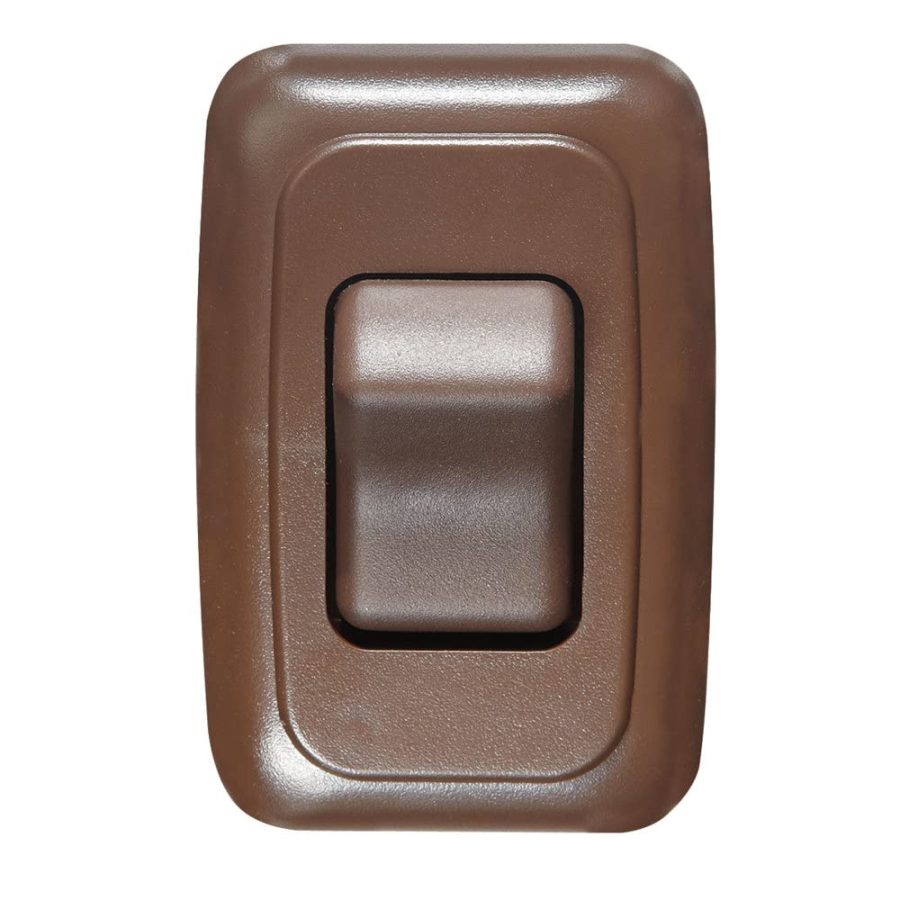 RV DESIGNER S631 Contoured Wall Switch, Includes Base and Bezel, On / Off, Single, Brown, DC Electrical