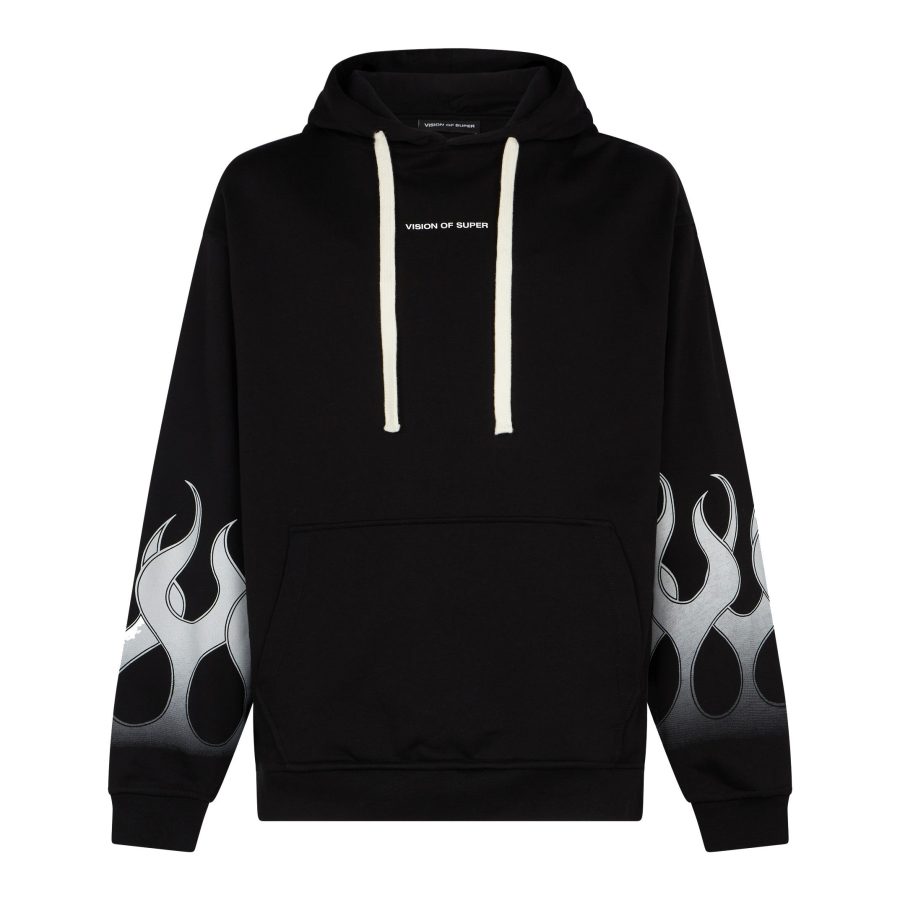 Racing Flames Hoodie Men's Lightweight Hoodie Black/white