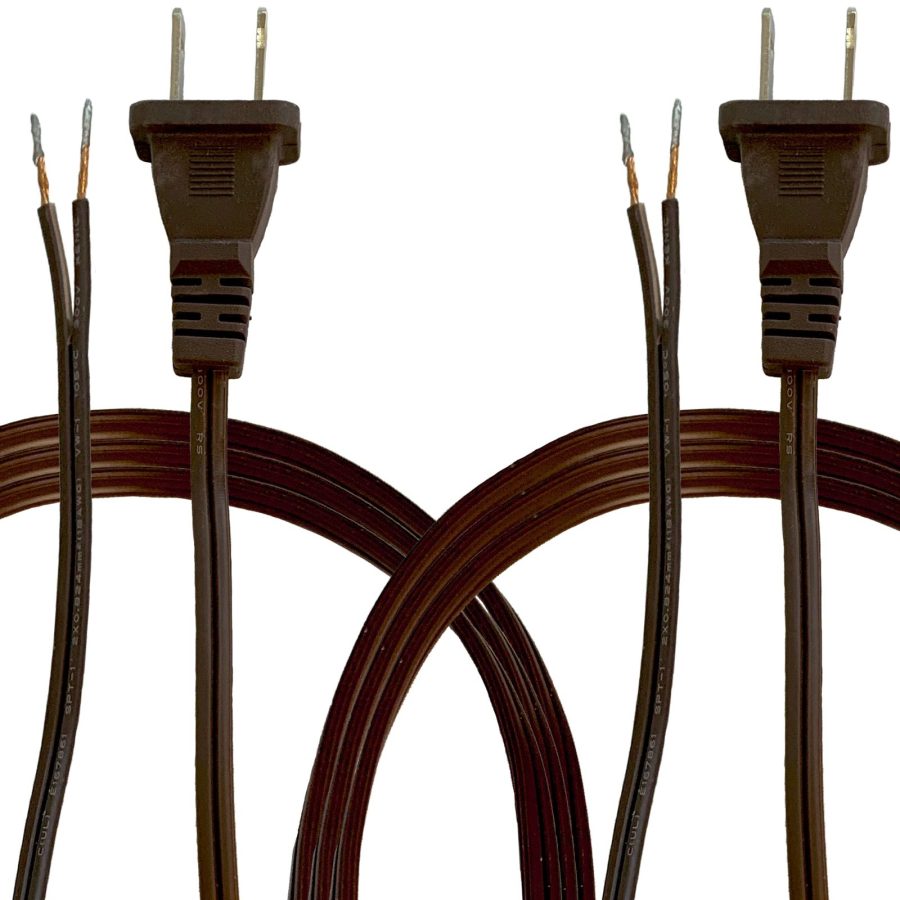 Royal Designs Lamp Cord with Molded Plug, Stripped Ends Ready for Wiring, 12 ft