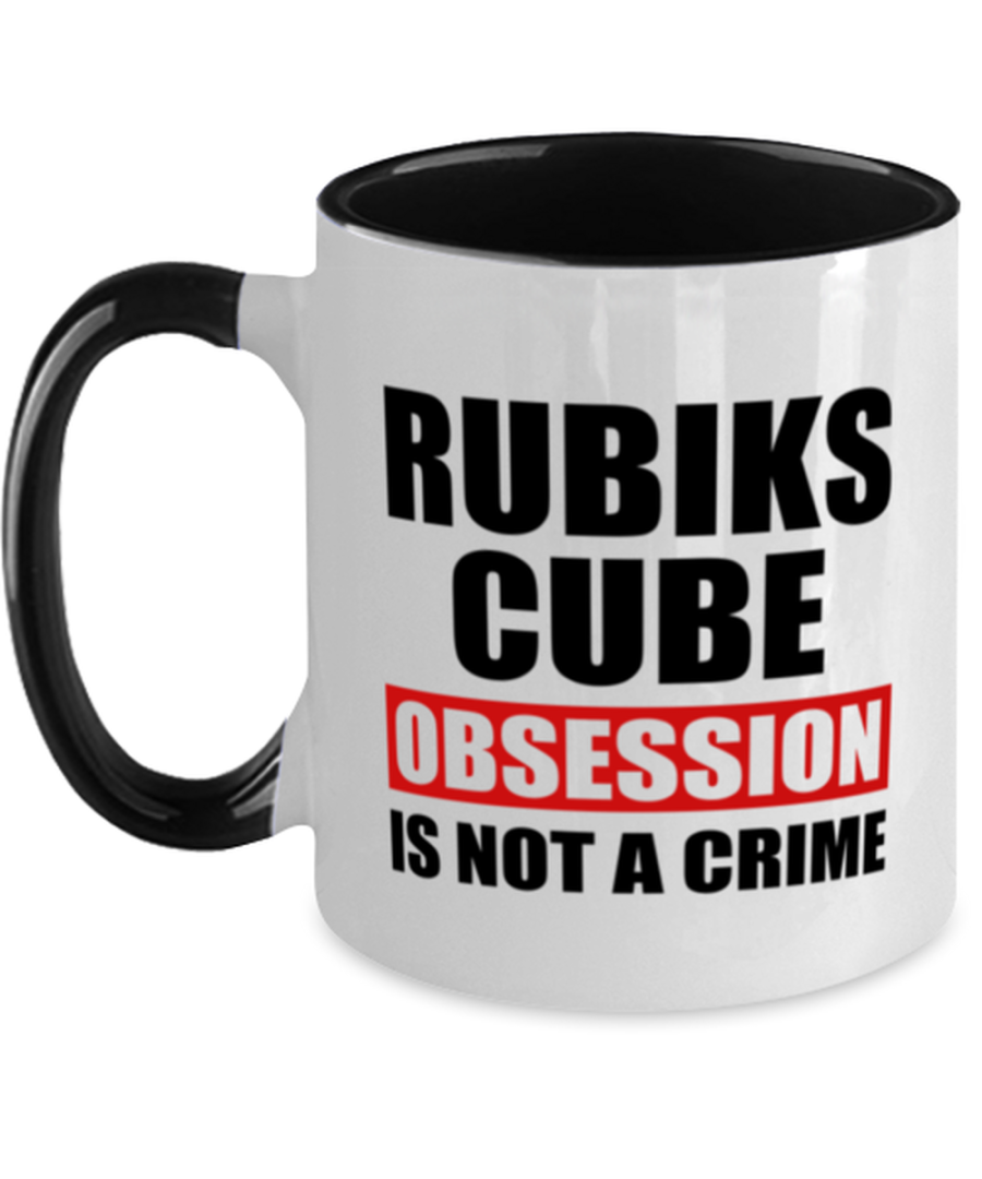 Rubiks Cube Collector Mug - Obsession Is Not A Crime - Funny Two-tone Coffee