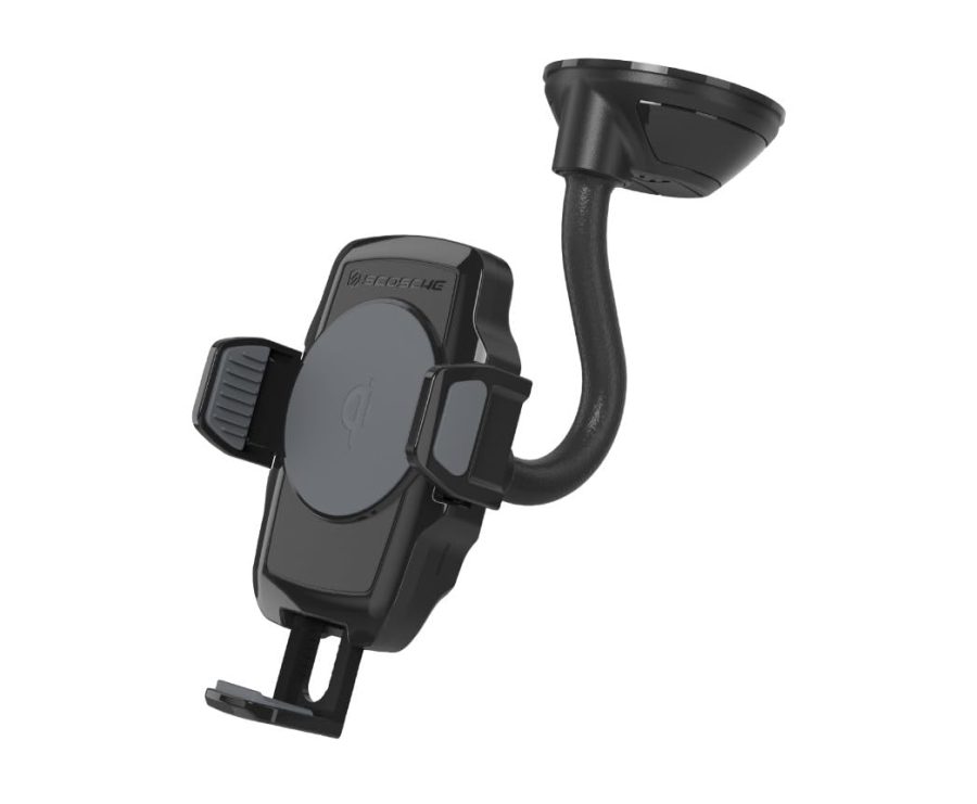 SCOSHE WDQ2M SCOSCHE STUCKUP Qi Car Phone Holder Windshield, Dashboard or Vent Mount | Stick Grip Suction Cup Base | Non-Magnetic | Black Charger with Car Adapter and Type-C Cable