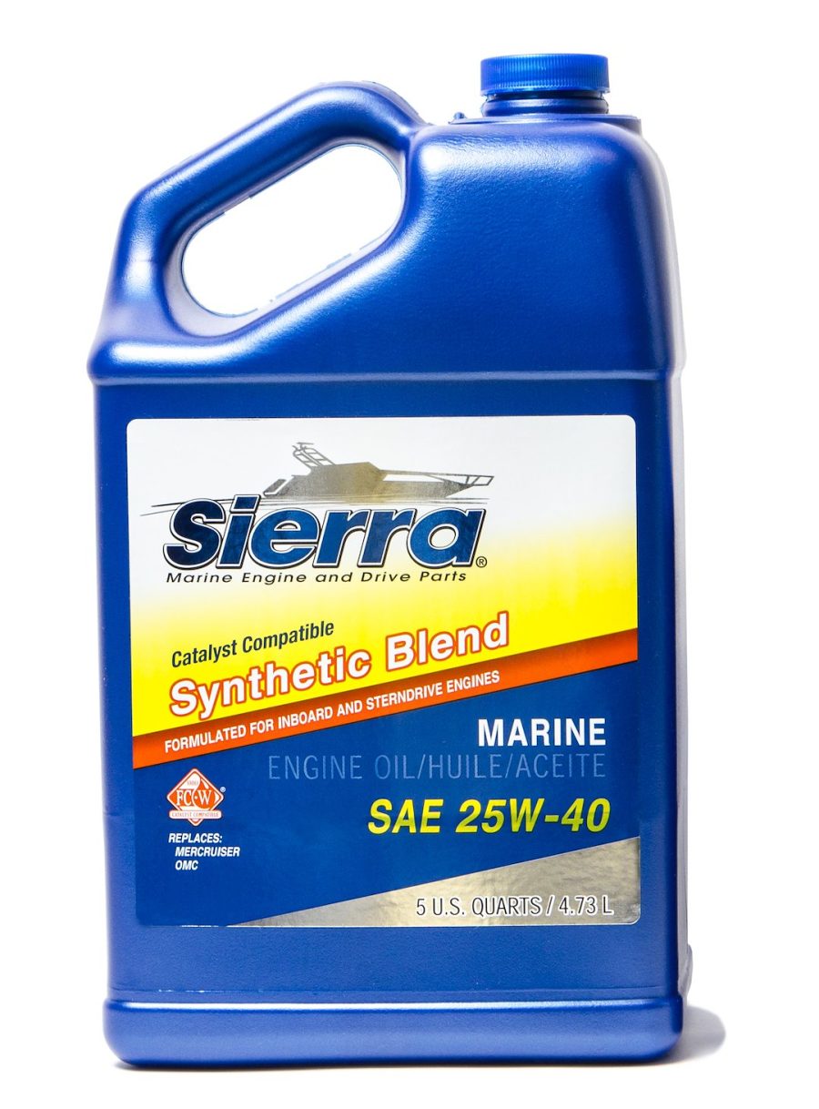 SIERRA 18-9440CAT-4 CATALYST OIL 25W40 5 QUART, SAE 25W-40; Synthetic Blend; 5 Quart Jug; Single; 4-Stroke Catalyst Engine Oil; NMMA FC-W/ API-SL Certified