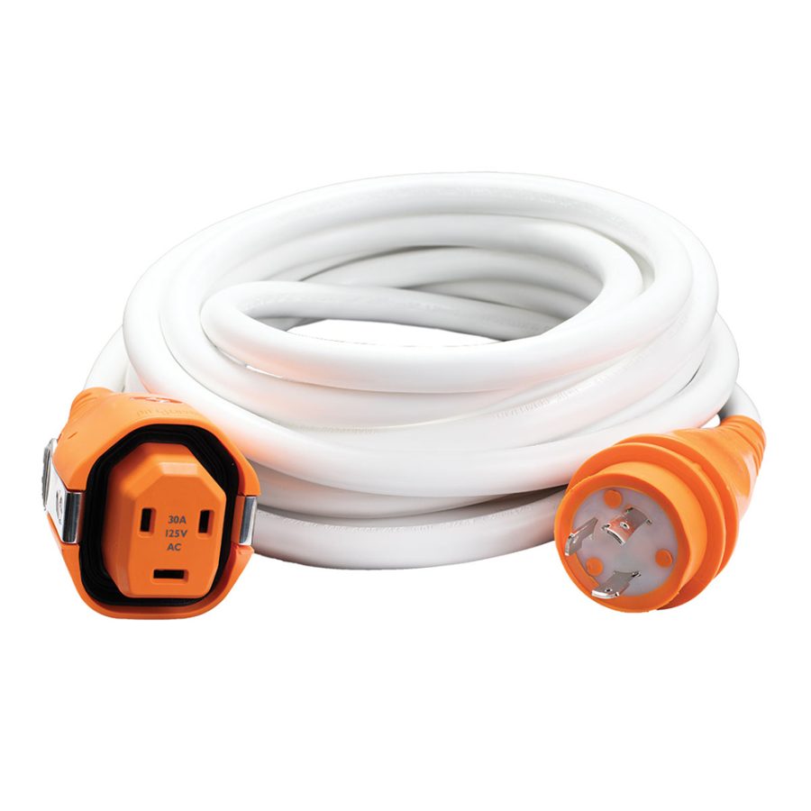 SMARTPLUG C30253W 30AMP/125V CORDSET FEMALE, BOATSIDE & 30AMP TWIST TYPE DOCKSIDE - WHITE - 25