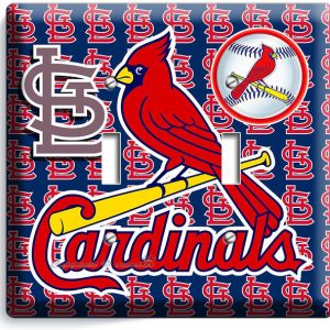 ST LOUIS CARDINALS BASEBALL TEAM LOGO DOUBLE LIGHT SWITCH WALL PLATE COVER DECOR