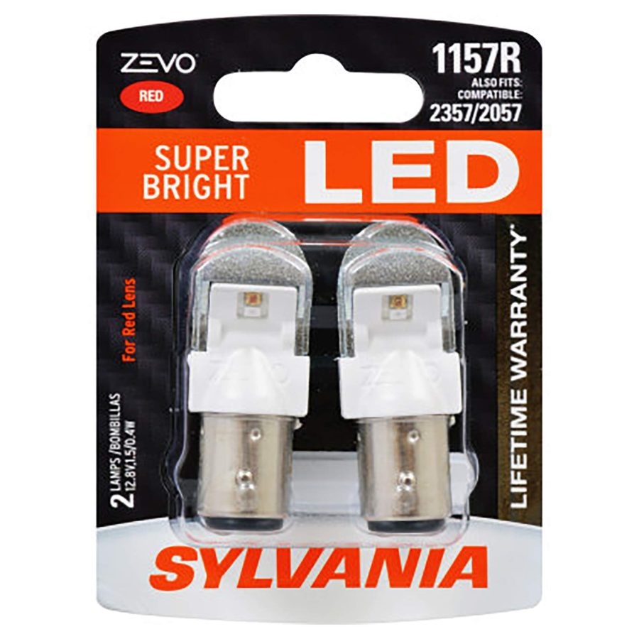 SYLVANIA 1157RLED.BP2 1157 ZEVO LED Red Bulb - Bright LED Bulb, Ideal for Stop and Tail Lights (Contains 2 Bulbs)