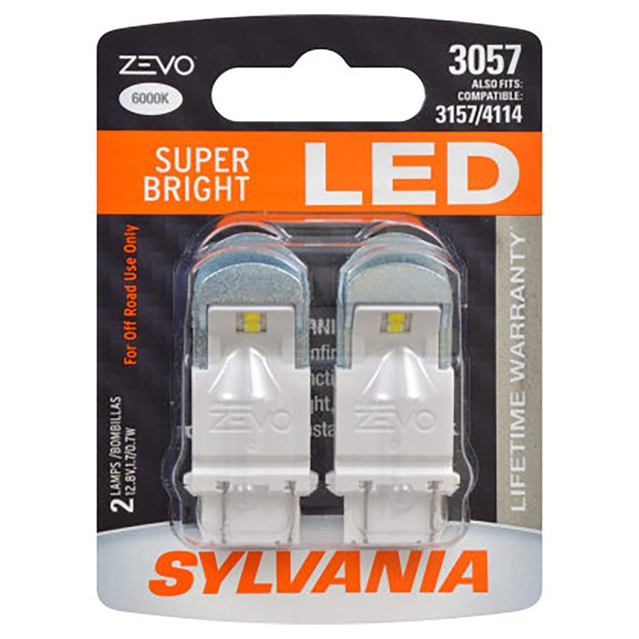 SYLVANIA 3057LED.BP2 3057 ZEVO LED White Bulb - Bright LED Bulb, Ideal for Daytime Running Lights (DRL) and Back-Up/Reverse Lights (Contains 2 Bulbs)