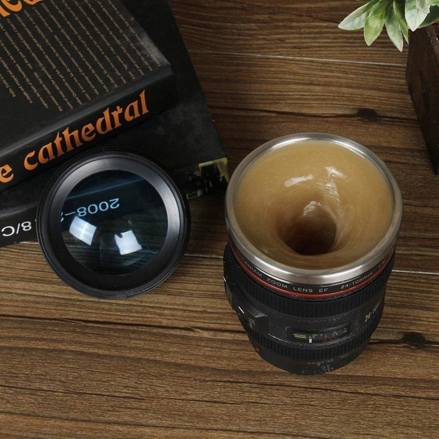 Self Stirring Camera Lens Coffee Mug