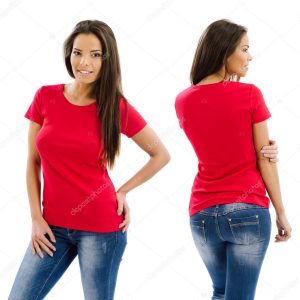 Sexy woman posing with blank red shirt