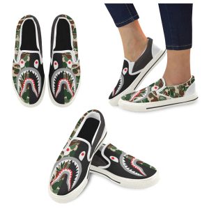 Shark Camo Slip-on Canvas Kid's Shoes US Size 2-6