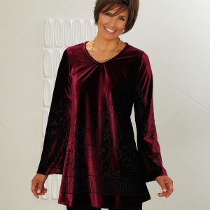 Smithsonian Romantic Ruby Velvet Tunic Various Sizes