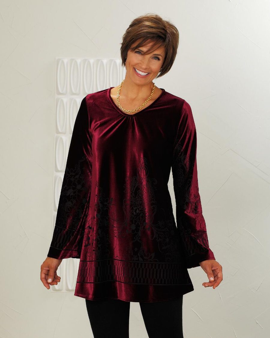 Smithsonian Romantic Ruby Velvet Tunic Various Sizes