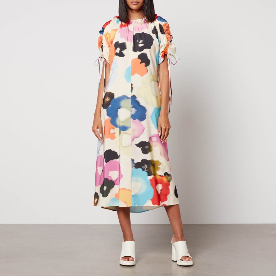 Stine Goya Funda Floral-Print Satin Midi Dress - XS