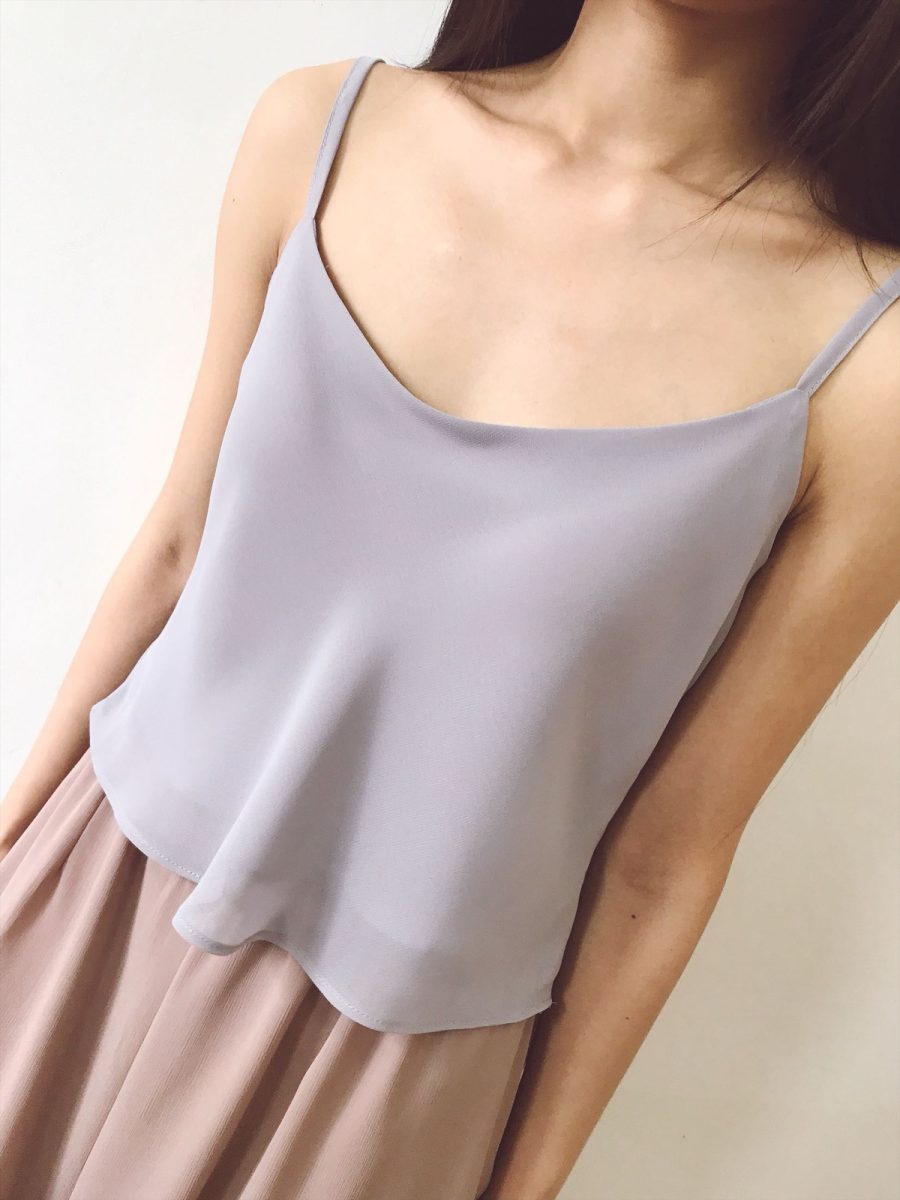 Summer Gray Chiffon Top Women Petite Size Chiffon Tanks Wedding Guest Tops