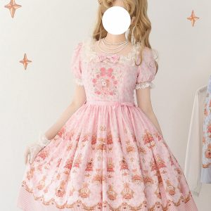 Sweet Lolita Dress Polyester Short Sleeves Dress Lolita Dress