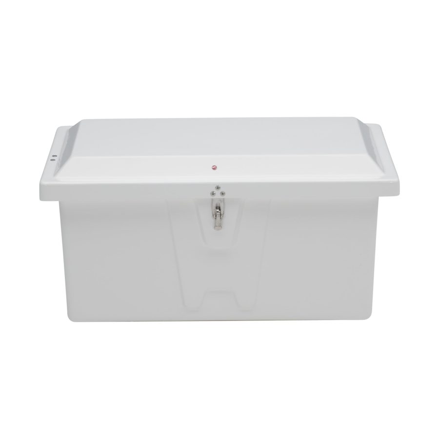 TAYLOR MADE 83550 PRODUCTS Stow N Go Low-Profile Fiberglass Dock Box, White (20 INCH H x 40 INCH W x 19 INCH D) - Fiberglass construction, UV gelcoat finish, stainless steel lockable latch and hardware - 2020108640