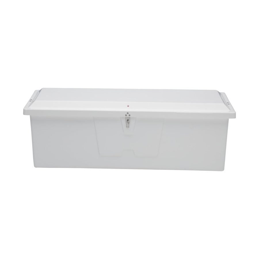 TAYLOR MADE 83552 PRODUCTS Stow N Go Medium Fiberglass Dock Box, White (24 INCHH x 72 INCHW x 23 INCHD) - Fiberglass construction, UV gelcoat finish, stainless steel lockable latch and hardware - 2020108642