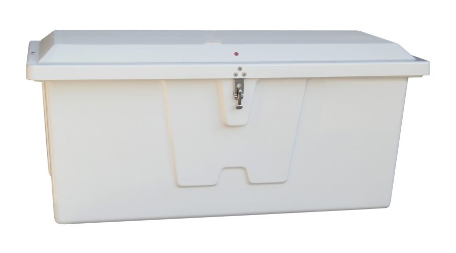 TAYLOR MADE 83554 PRODUCTS Stow N Go Medium Fiberglass Deep Dock Box, White (27 INCHH x 72 INCHW x 26 INCHD) - Fiberglass construction, UV gelcoat finish, stainless steel lockable latch and hardware - 2020108644