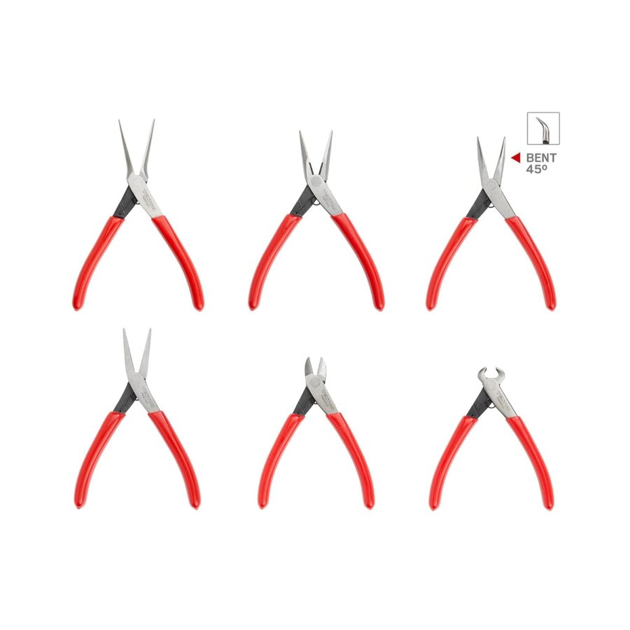 TEKTON Mini Pliers Set, 6-Piece (Needle Nose, Long Nose, Flat Nose, Cutting) | P