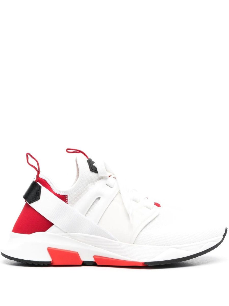 TOM FORD Jago Panelled Low Top Sneakers White/Red