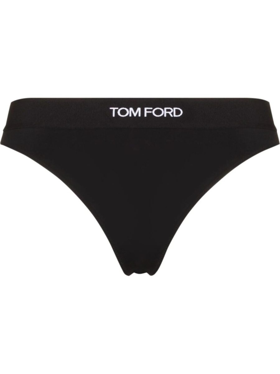 TOM FORD WOMEN Logo Stretch Thong Black