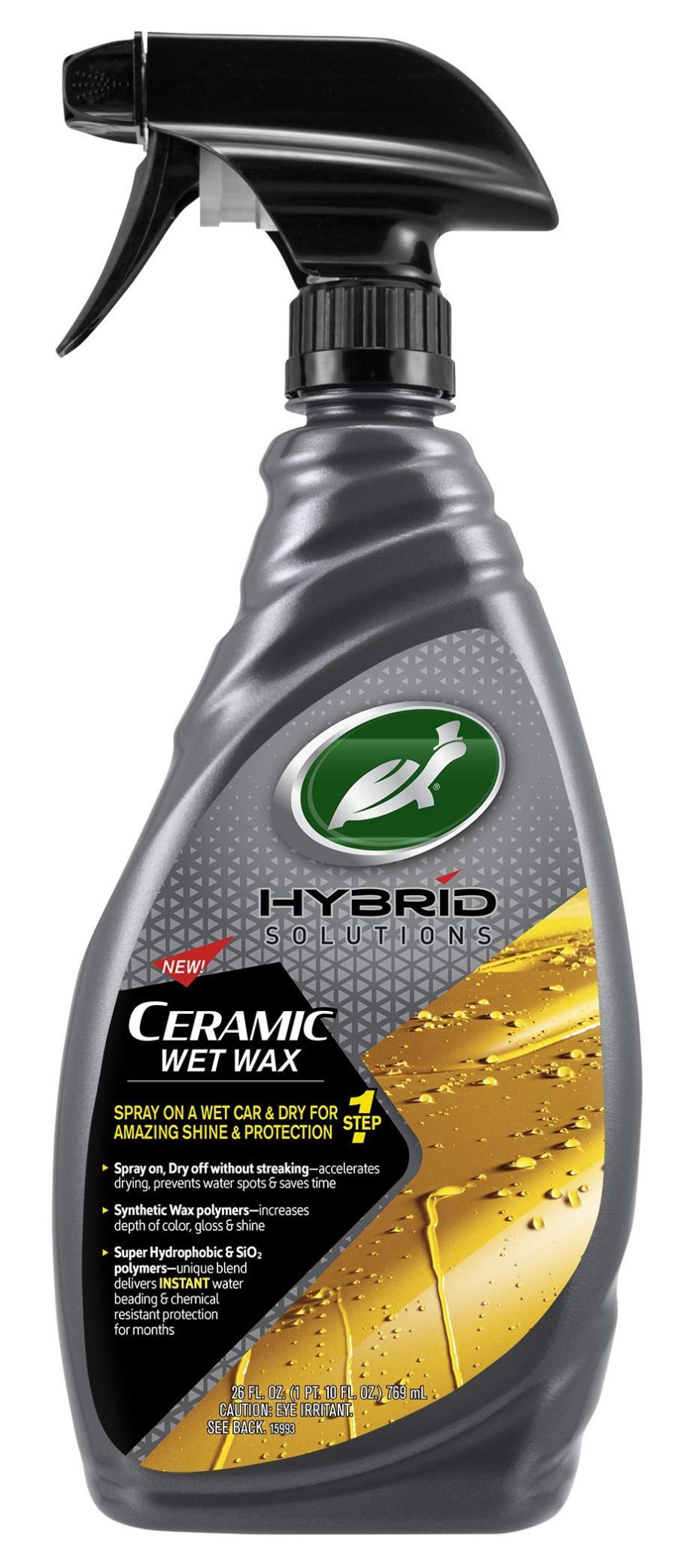 TURTLE WAX 53410 Hybrid Solutions Ceramic Wet Wax, 1-Step Shine and Protection, Extreme Water Beading, Keeps Vehicle Cleaner for Longer, No Streaks, 26 oz.