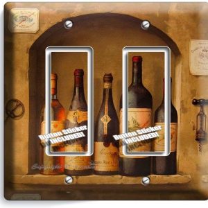 TUSCAN KITCHEN ITALIAN WINE BOTTLES DOUBLE GFI LIGHT SWITCH WALL PLATE ART COVER