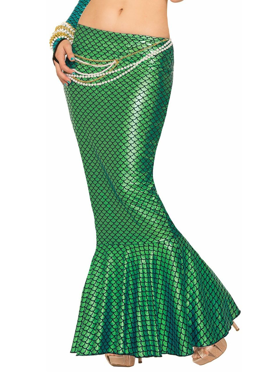 Teal Mermaid Long Tail Skirt Costume