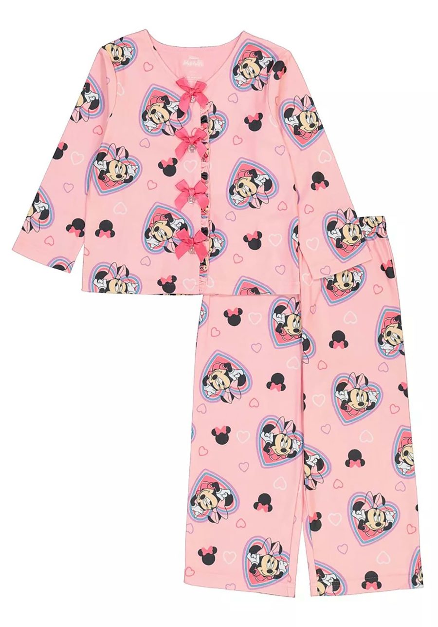 Toddler Girl's Rainbow Heart Minnie Coat Sleep Set