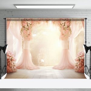 Tulle Curtain Rose Decoration Wedding Photo Backdrop - Aperturee