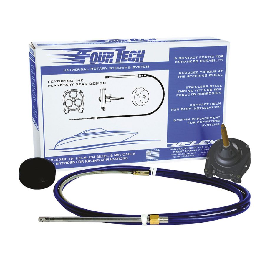 UFLEX FOURTECH12 FOURTECH 12FT MACH ROTARY STEERING SYSTEM WITH HELM, BEZEL & CABLE