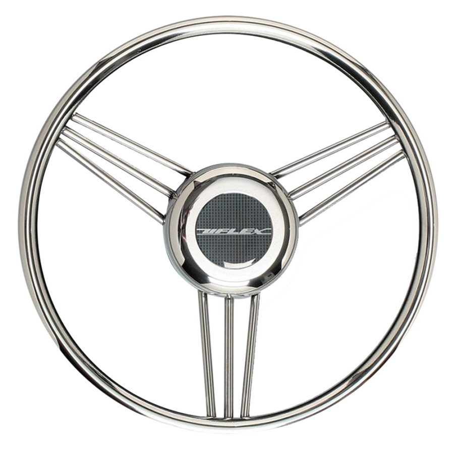 UFLEX V27 13.8 INCH STEERING WHEEL - STAINLESS STEEL GRIP & SPOKES