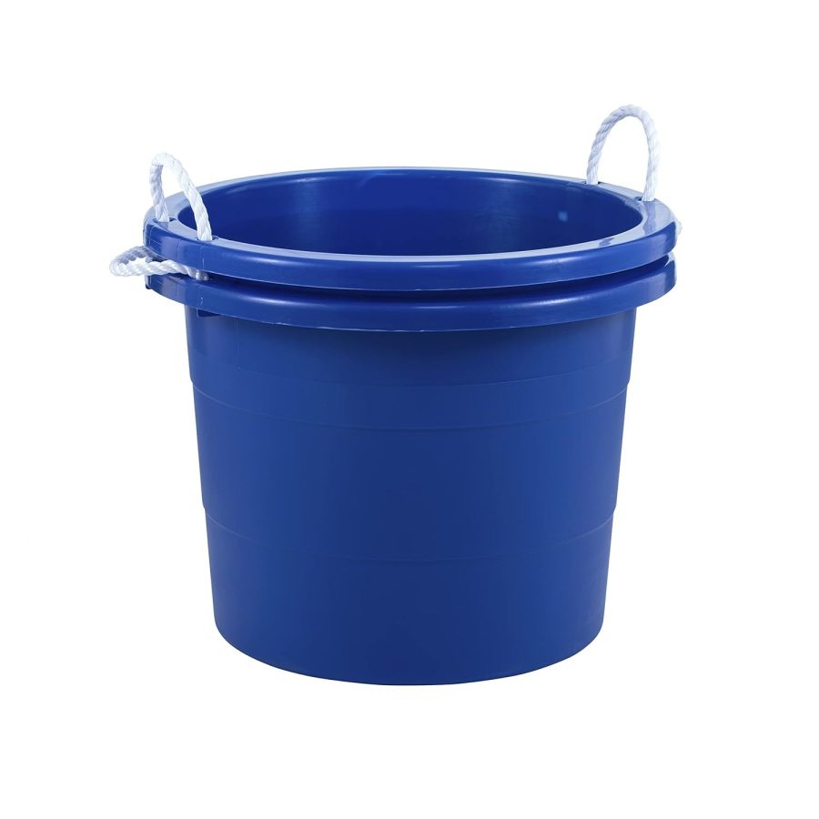 United Solutions Easy-Access Storage Rope Handle Tub, 19 Gallon, Blue, 2 Count (