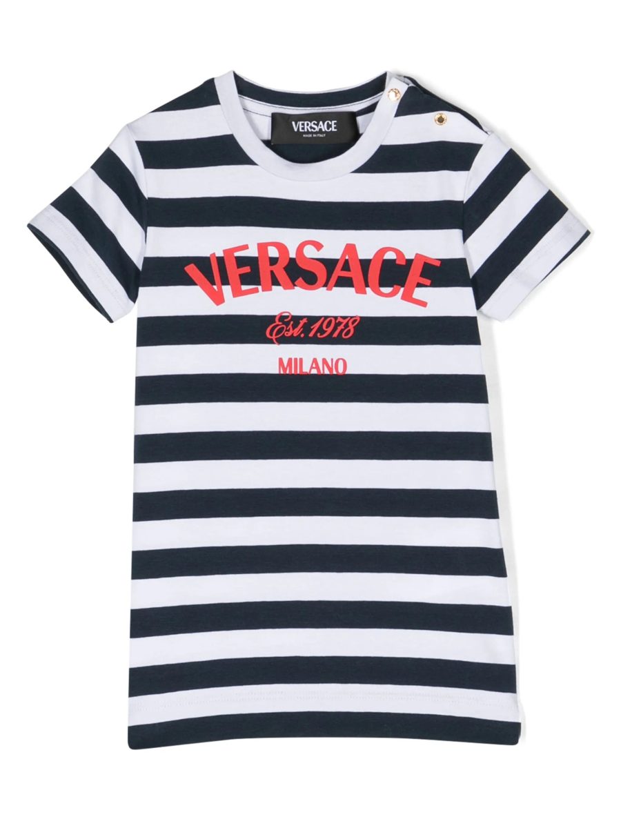 VERSACE BABY Girls Nautical Stripe T-Shirt Dress Blue/White