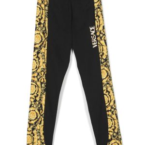 VERSACE KIDS Barocco Sweat Pants Black Gold