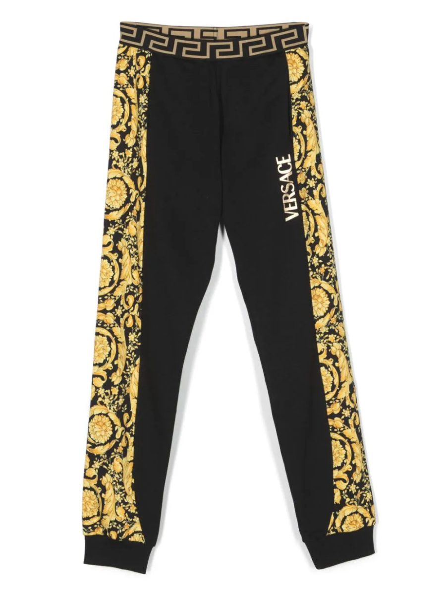 VERSACE KIDS Barocco Sweat Pants Black Gold