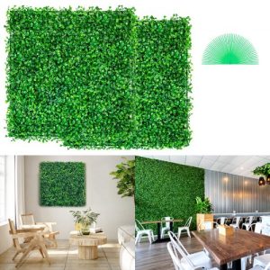 VEVOR 12PCS 10x10 inch Artificial Boxwood Panels, Boxwood Hedge Wall Mat,Artificial Grass Backdrop Wall, Privacy Hedge Screen UV Protected for Outdoor Indoor Garden Fence Backyard