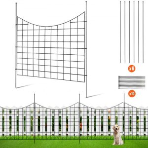 VEVOR Garden Fence, 36.6in(H) x12ft(L) Animal Barrier Fence, Underground Decorative Garden Fencing with 2.5 Inch Spike Spacing, Metal Dog Fence for The Yard and Outdoor Patio, 5 Pack