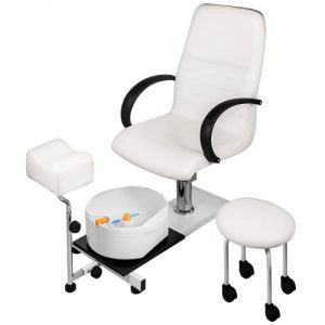 VEVOR Hydraulic Lift Adjustable Spa Pedicure Unit with Easy-Clean Bubble Massage Footbath White