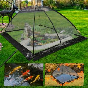 VEVOR Pond Cover Dome, 8x10 FT Garden Pond Net, 1/2 inch Mesh Dome Pond Net Covers with Zipper and Wind Rope, Black Nylon Pond Netting for Pond Pool and Garden