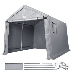 VEVOR Portable Shed Outdoor Storage Shelter, 7 x 12 x 7.36 ft Heavy Duty Instant Storage Tent Tarp Sheds with Roll-up Zipper Door and Ventilated Windows For Motorcycle, Bike, Garden Tools