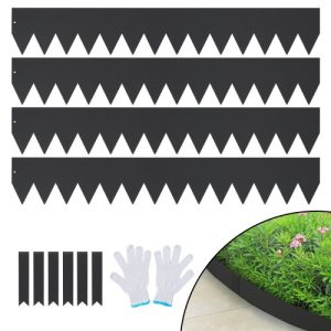 VEVOR Steel Landscape Edging, 4-pack Steel Garden Edging Borders, 40" L x 6" H Strips, Hammer-in Edging Border with 6 Clips, Bendable Metal Landscape Edging for Yard, Garden, Lawn