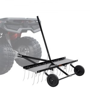 VEVOR Tow Behind Dethatcher, 48-inch Tow Dethatcher with 24 Spring Steel Tines, Lawn Dethatcher Rake for ATV or Mower, Tow Behind Lawn Rake with Lift Handle for Garden Farm Grass