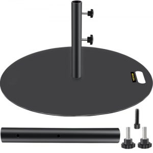 VEVOR Umbrella Base, 27" Round Umbrella Base, 39lbs Umbrella's Holder Stand, Cast Iron Umbrella Base for 1.5-1.875" Umbrella Pole Market Umbrella Base with 14" Height Pipe for Yard/Garden/Deck