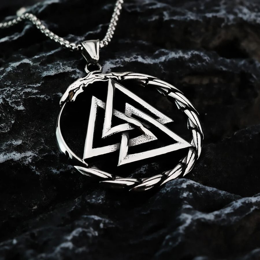 Valknut Triangle Symbol Pendant Necklace Stainless Steel