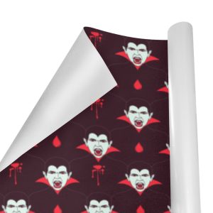 Vampire Black Halloween Wrapping Paper 58" x 23"