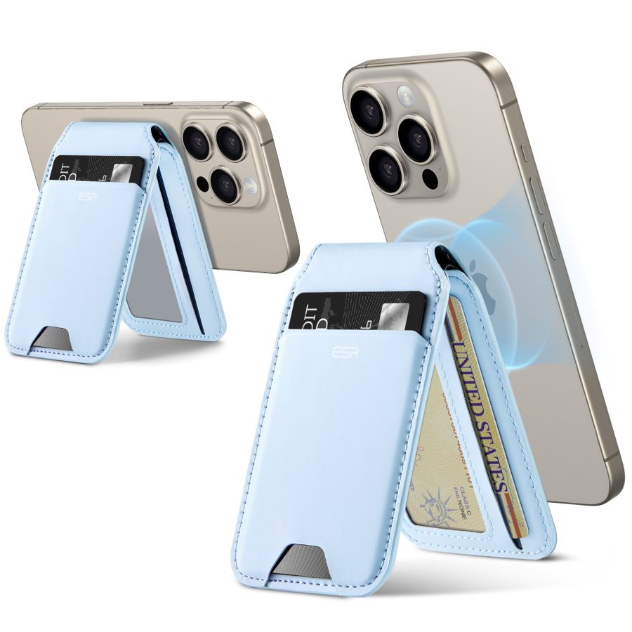 Vegan Leather Wallet Stand (HaloLock) Sky Blue